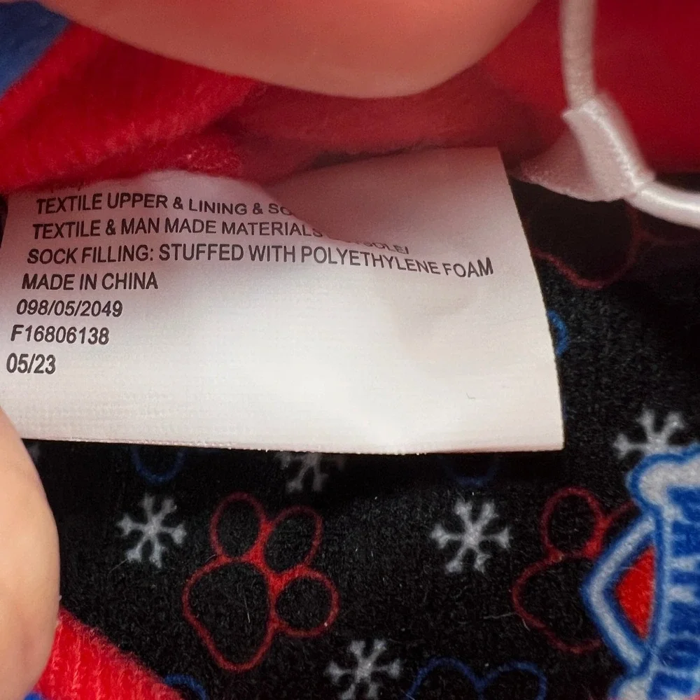 Paw Patrol Toddler Boys Chase Marshall Blue Red Winter Slippers Size S 5/6 NEW